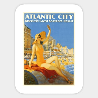 Vintage Atlantic City Travel Poster - Bathing Beauty Sticker